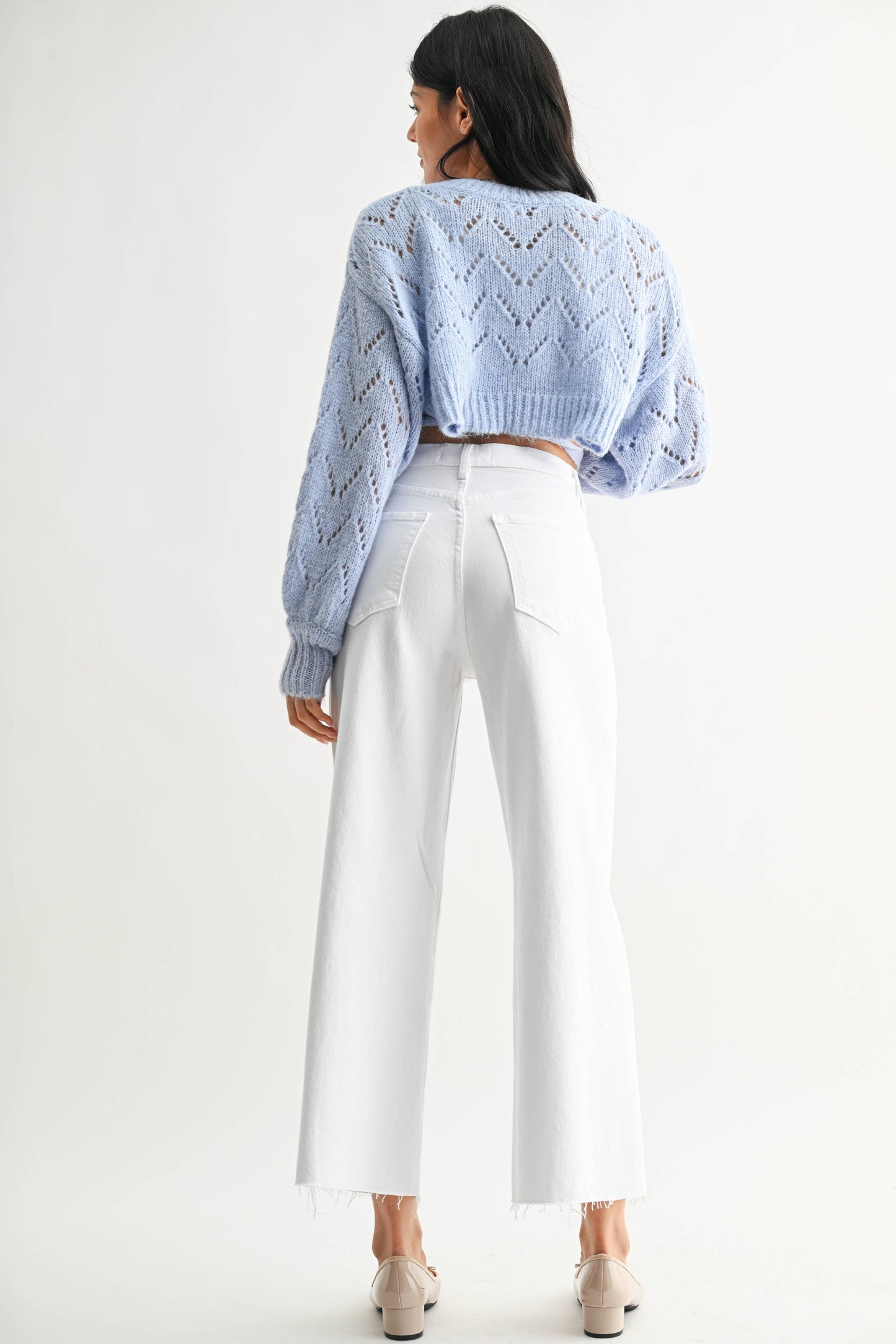 White Scissor Cut Wide Leg Jean