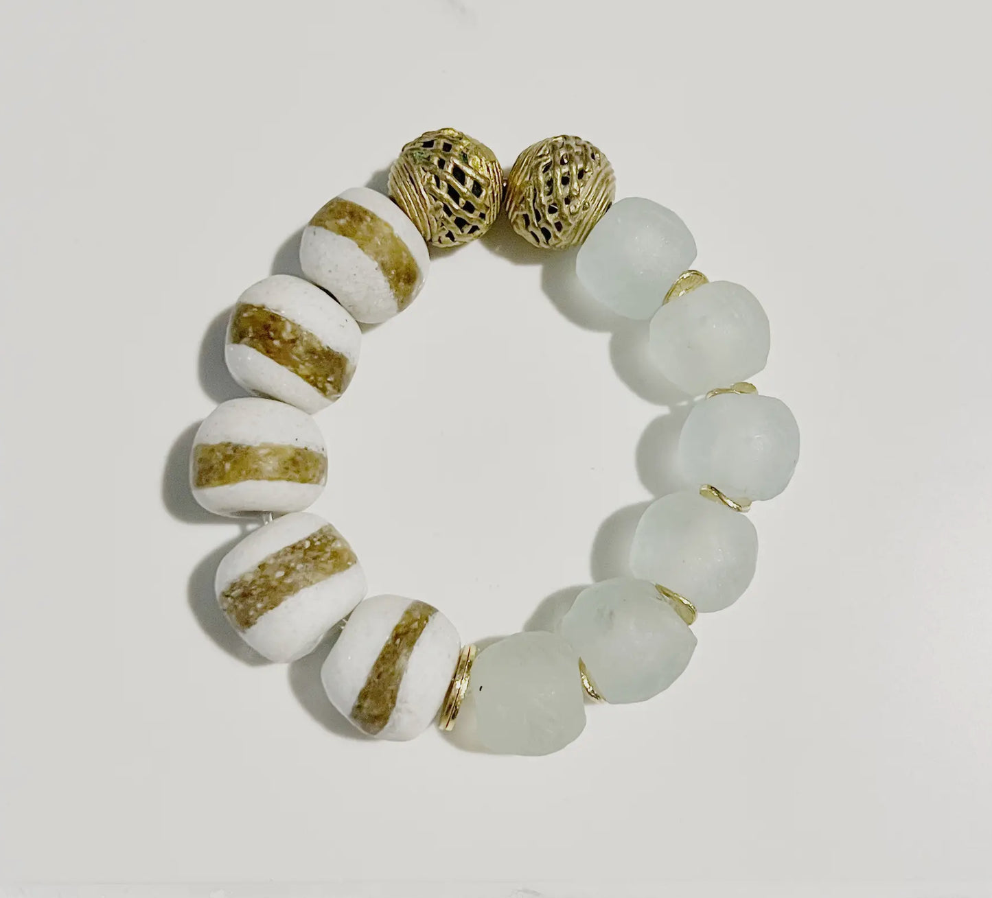 Krobo Stone Clear/White Bracelet