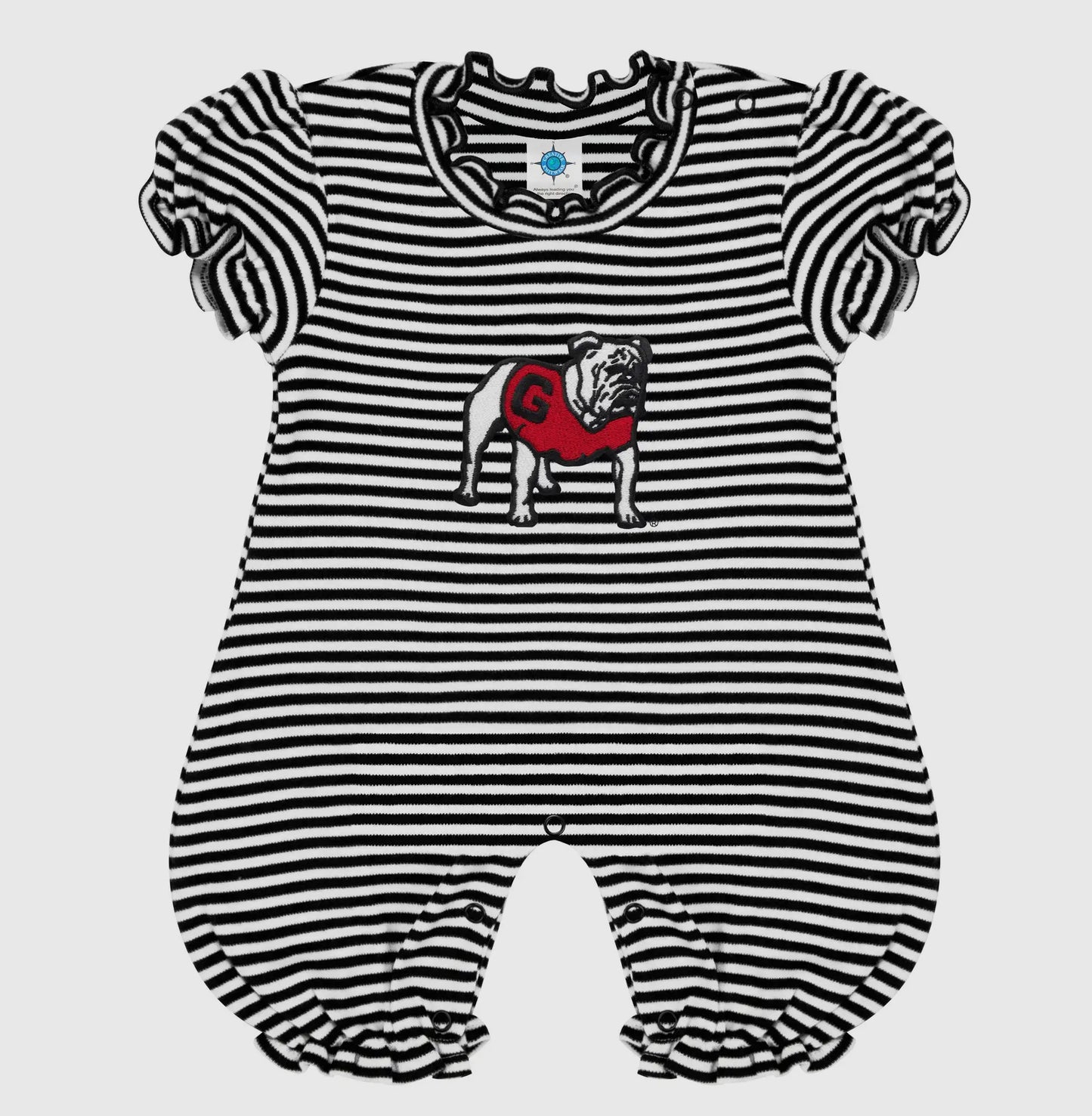 Georgia Bulldog Puff Sleeve Romper