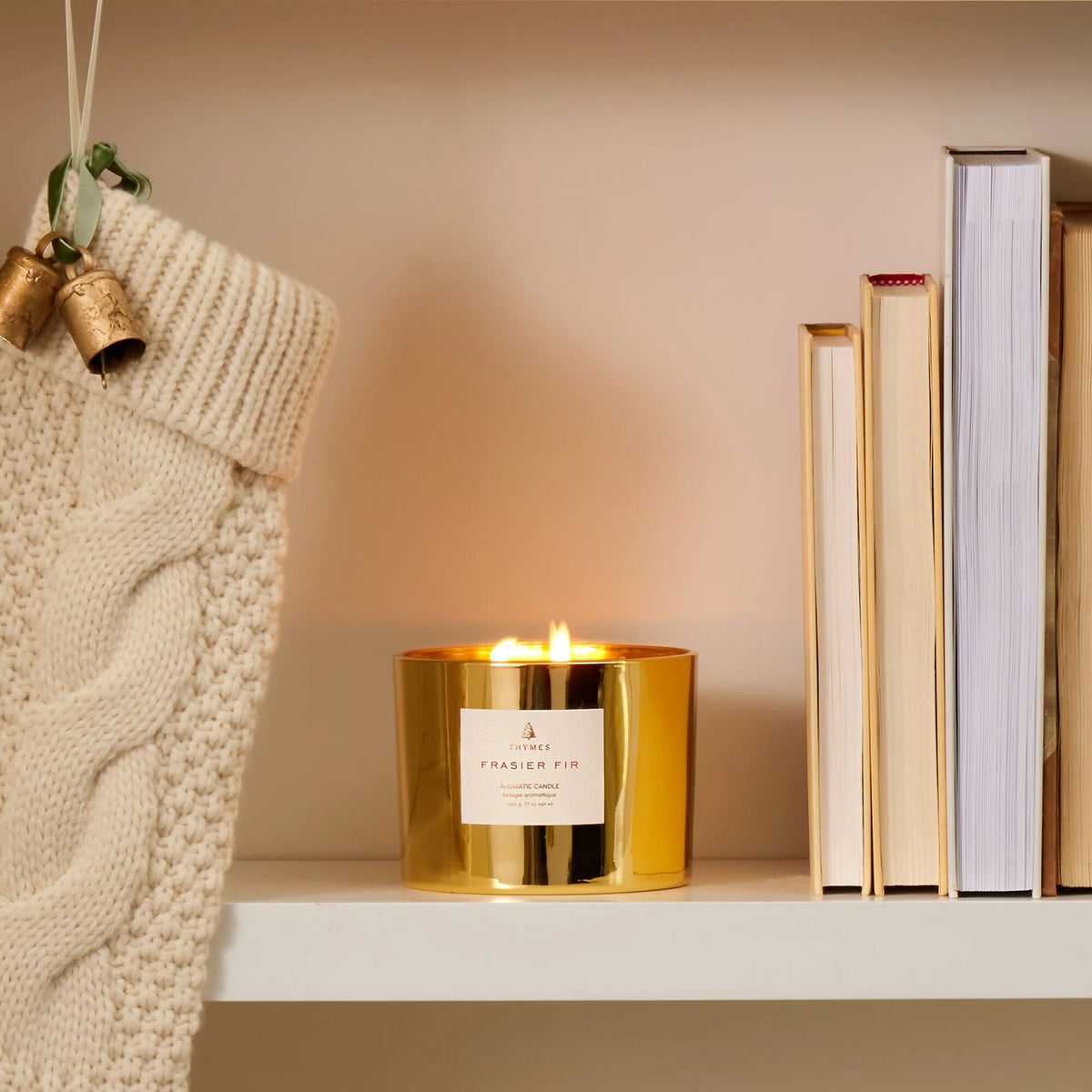 17 oz 3-Wick Gold Gilded Poured Candle, Frasier Fir