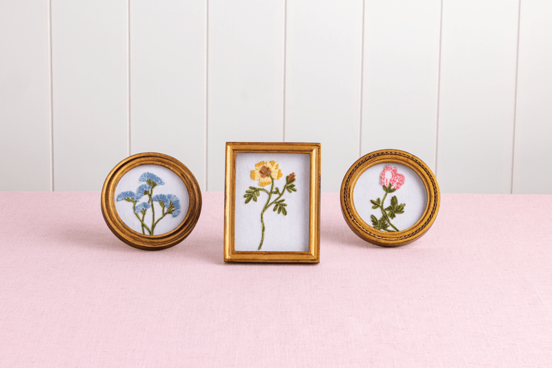 Pink Framed Floral Embroidery