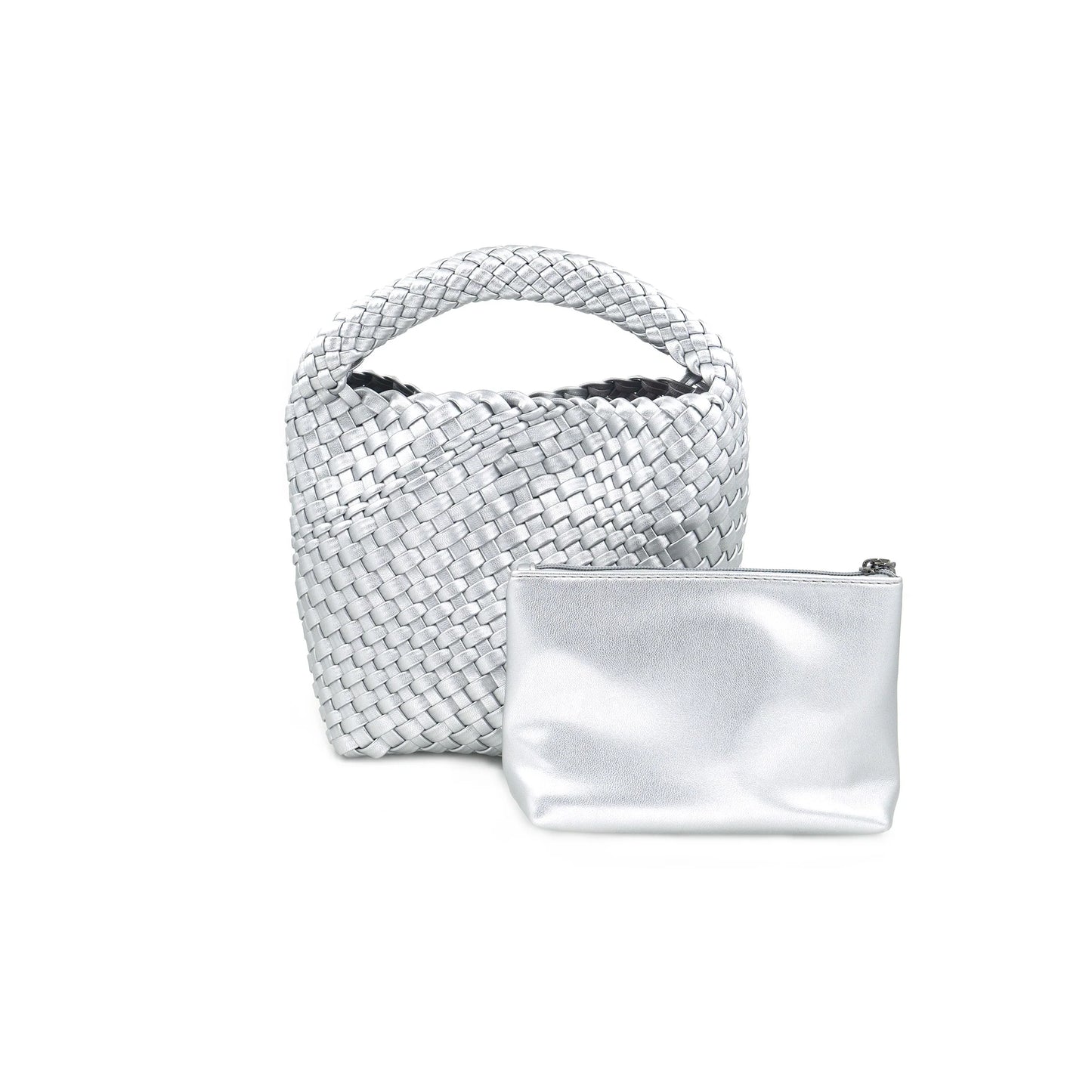 BC Woven Mini Hobo-Silver