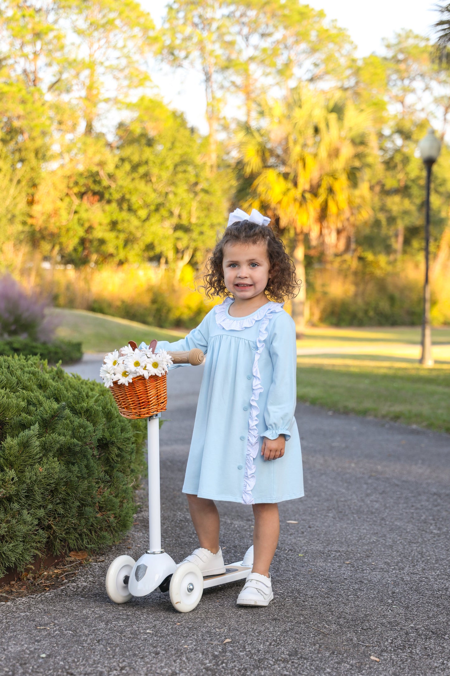 Lucille Dress-Light Blue Bitty Dot
