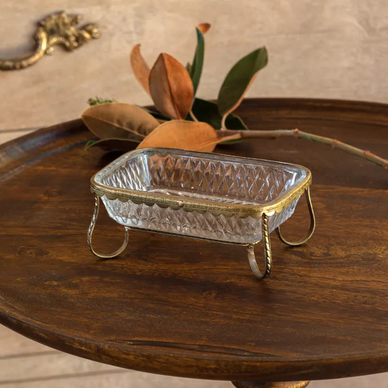 Vintage Inspired Antique Gold Footed Dish