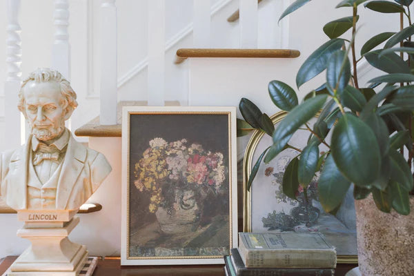 4X6 Framed Vase of Pink & Yellow Flowers