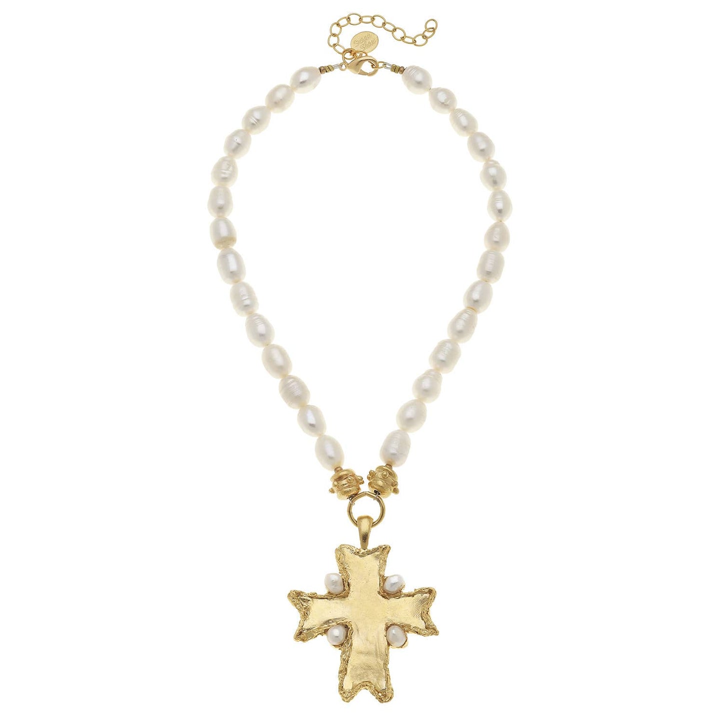 Flare Cross Pearl Necklace
