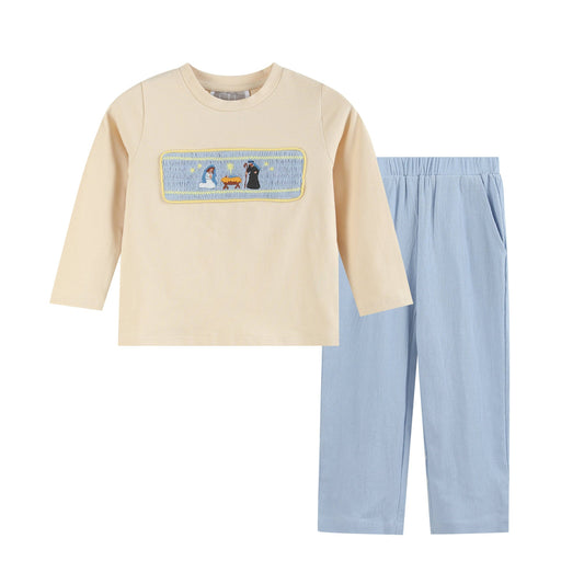 Nativity Smocked Pants Set