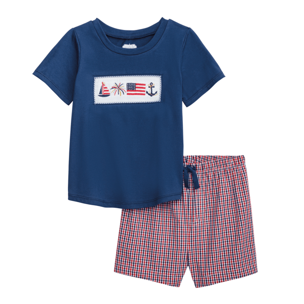 Navy Patriotic Short Set