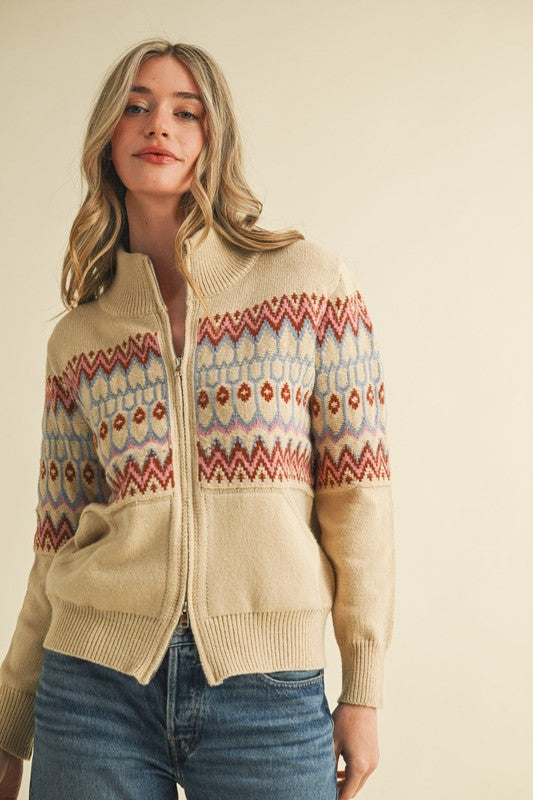 Fair Isle Zip Cardigan