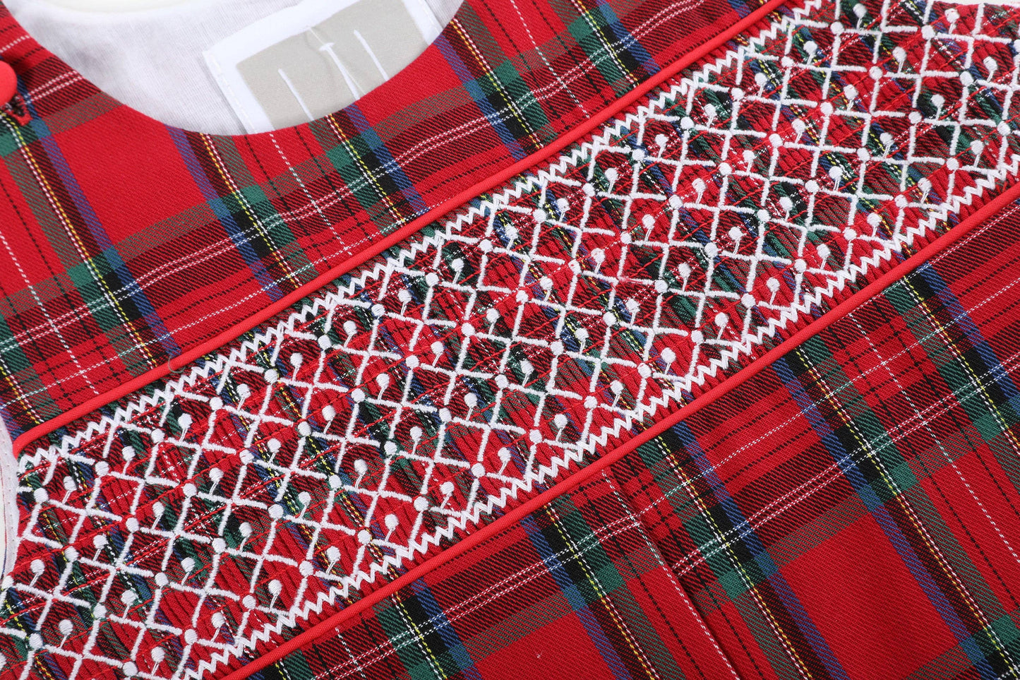Christmas Tartan Plaid Smocked Overalls