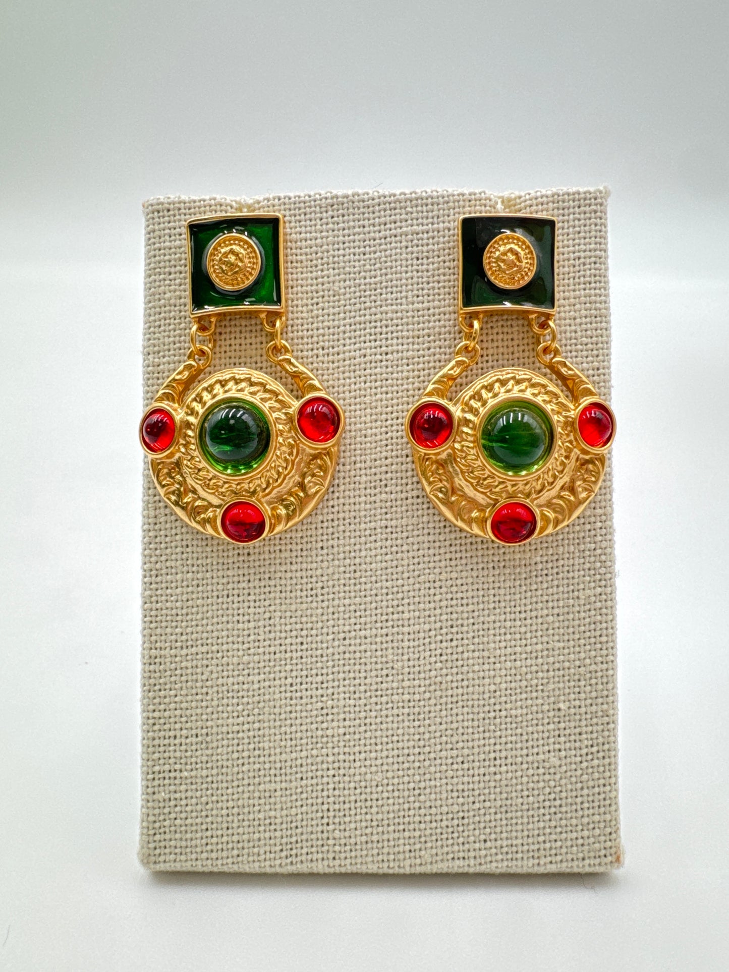 Stone Rope Earrings red-green