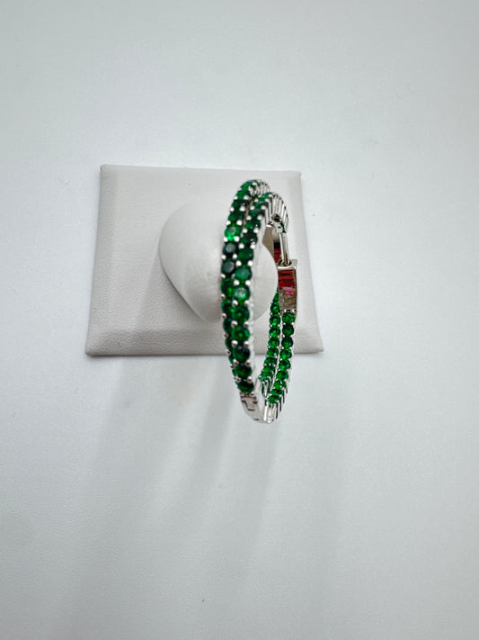 Eleanor Emerald Tennis Hoops Silver