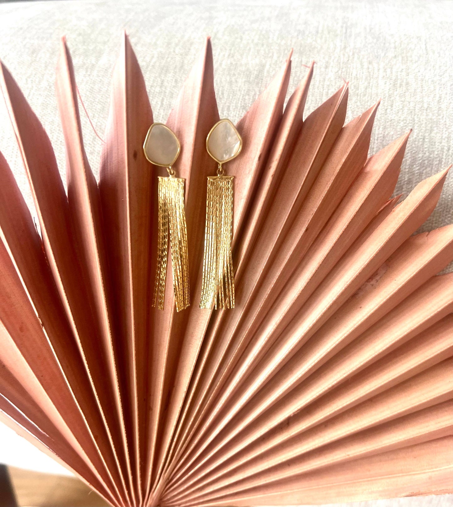 The Valencia Mother of Pearl Tassel Earrings