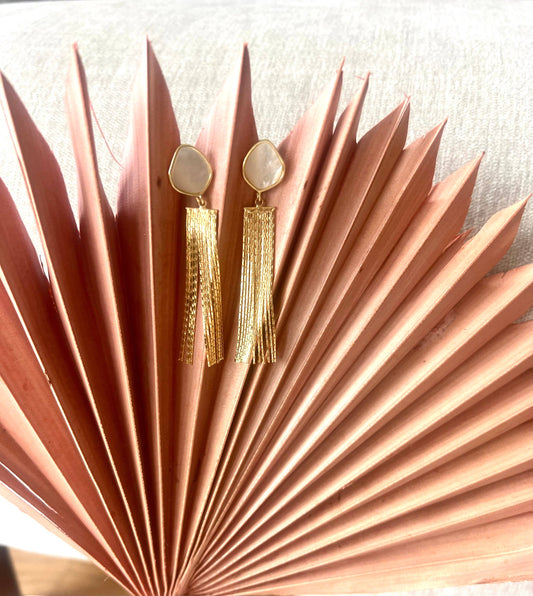 The Valencia Mother of Pearl Tassel Earrings