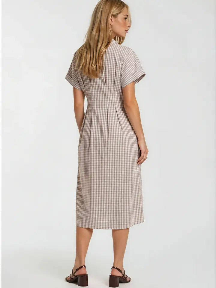 Ellie Gingham Pleated Dress