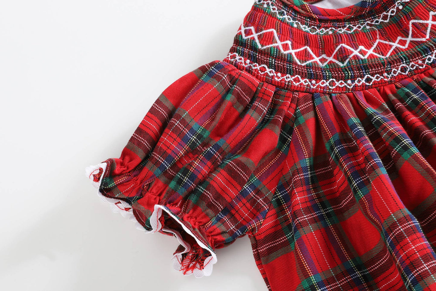 Christmas Tartan Plaid Smocked Bishop Dress