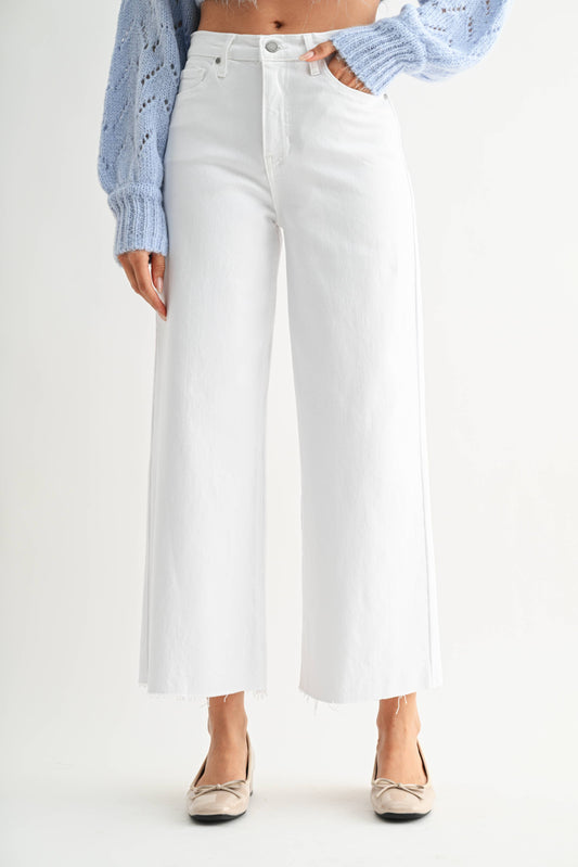 White Scissor Cut Wide Leg Jean