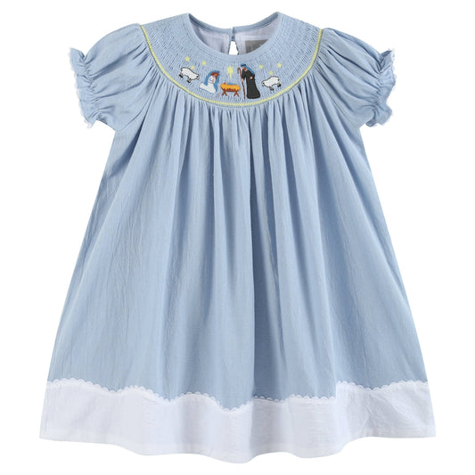 Nativity Smocked Bishop Dress