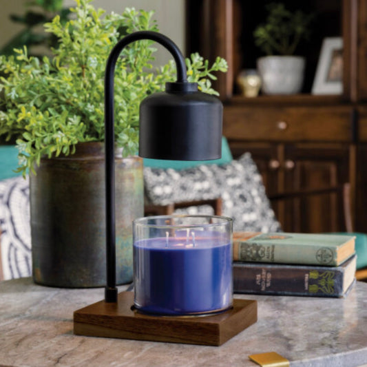 Black & Wood Arched Candle Warmer Lamp