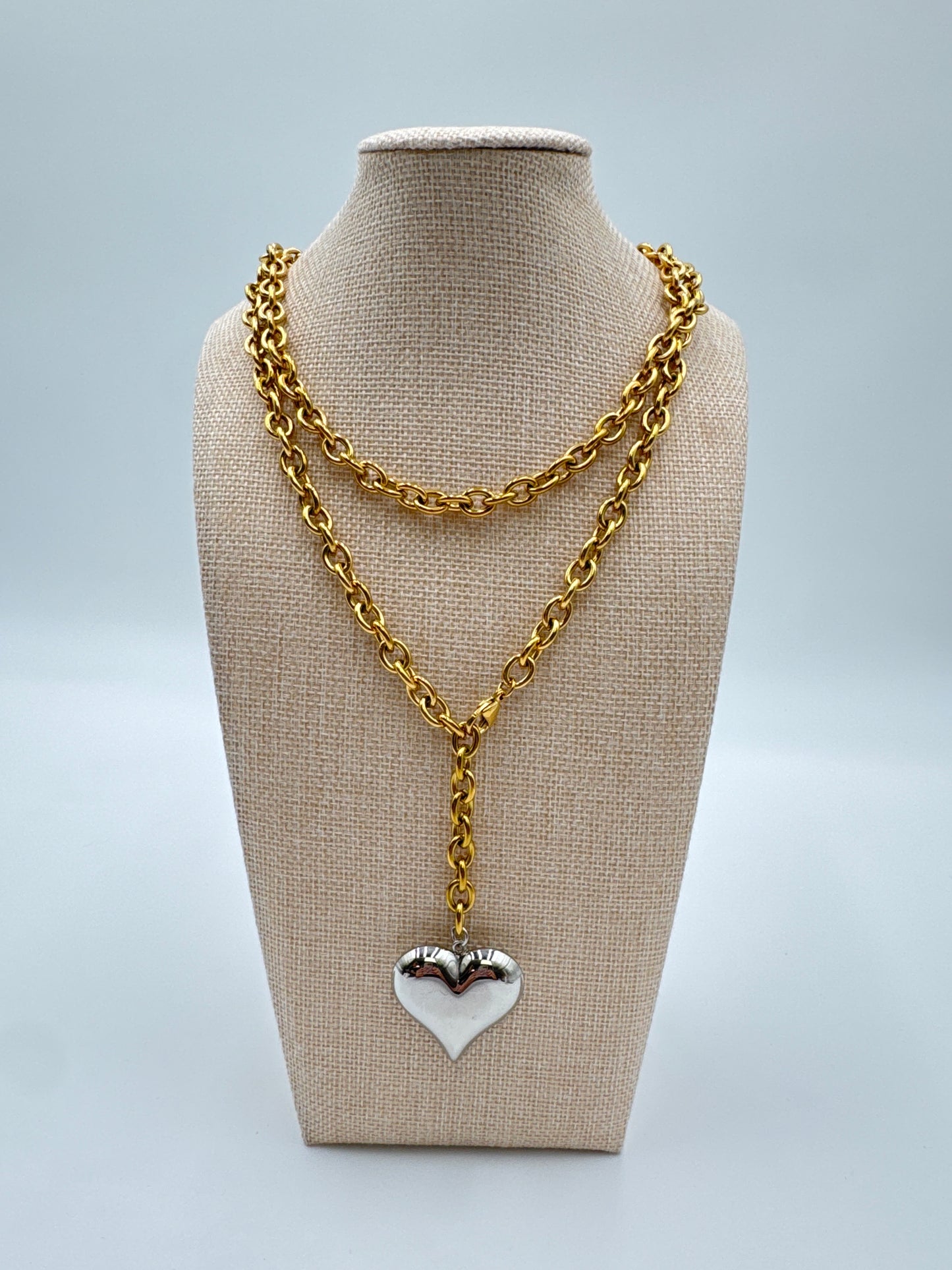 Two Toned Heart Necklace