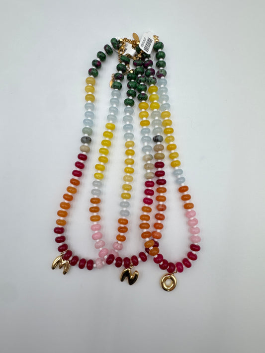 Colorful Bead Initial Necklace