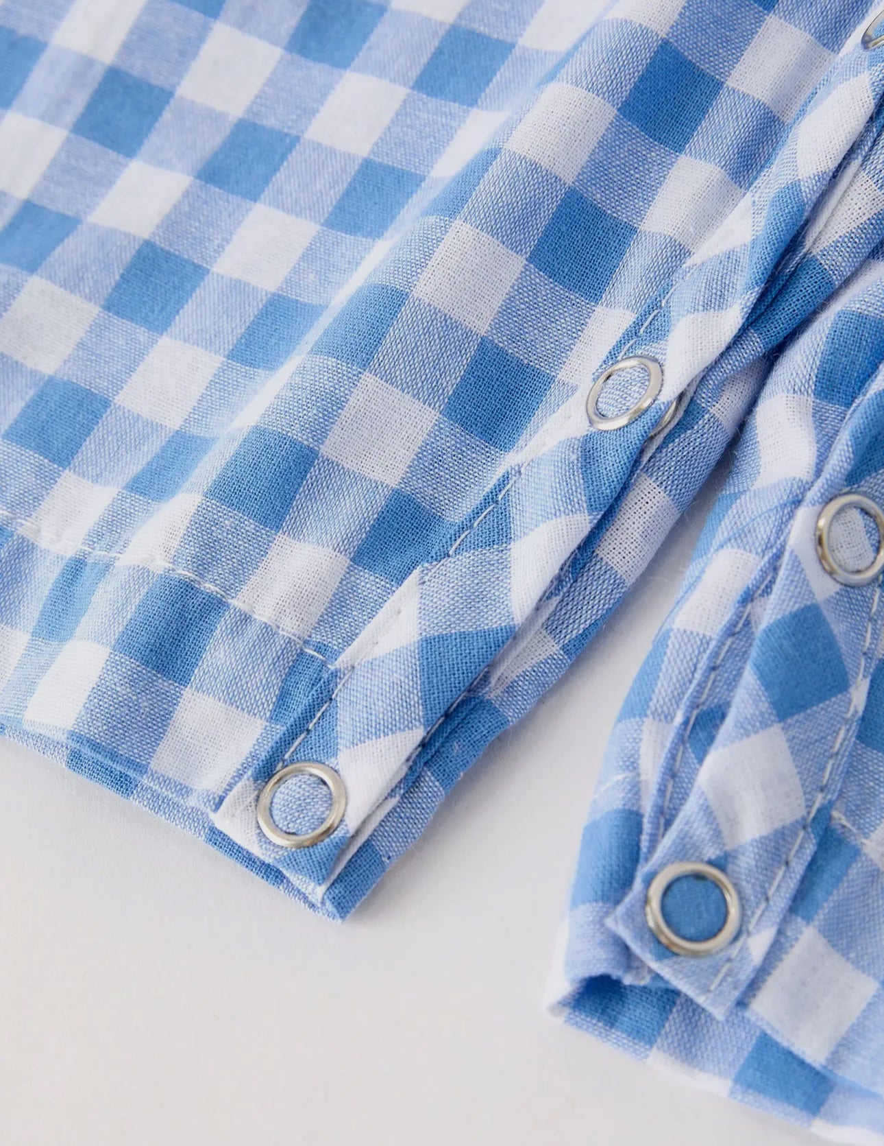 Blue Gingham Pumpkin Baby Boy Romper