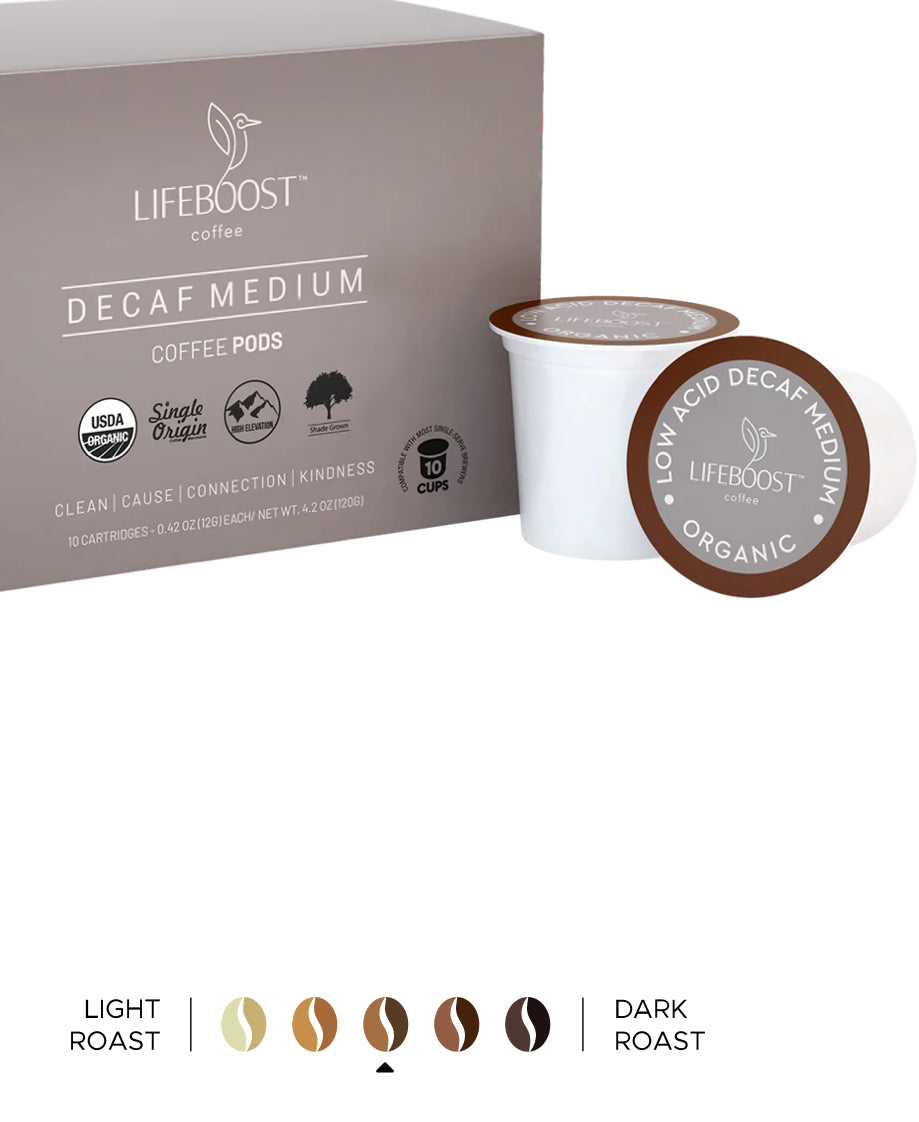 Lifeboost Coffee Pods Decaf Medium