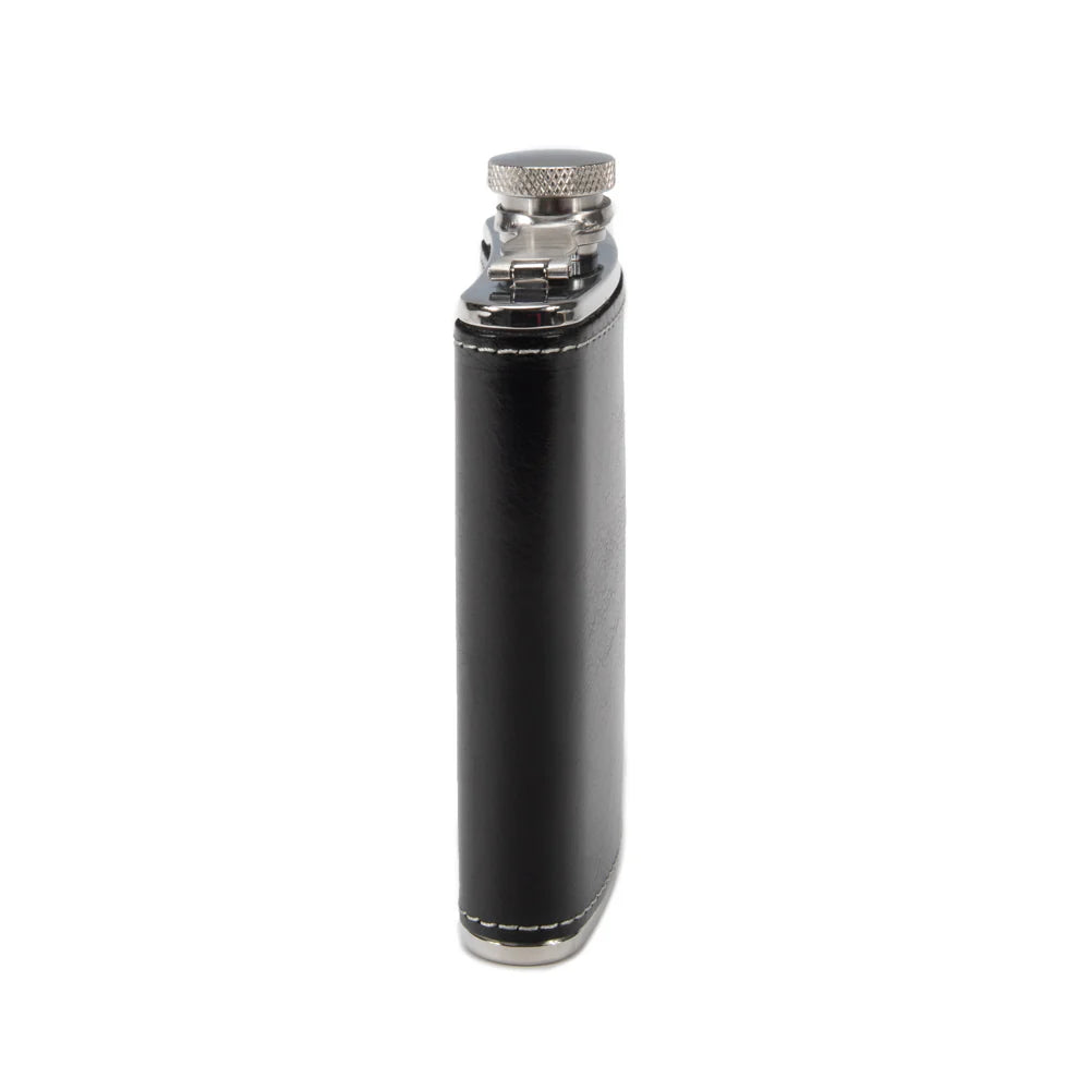 Keep it Personal Flask w/White Stitching 8oz Black