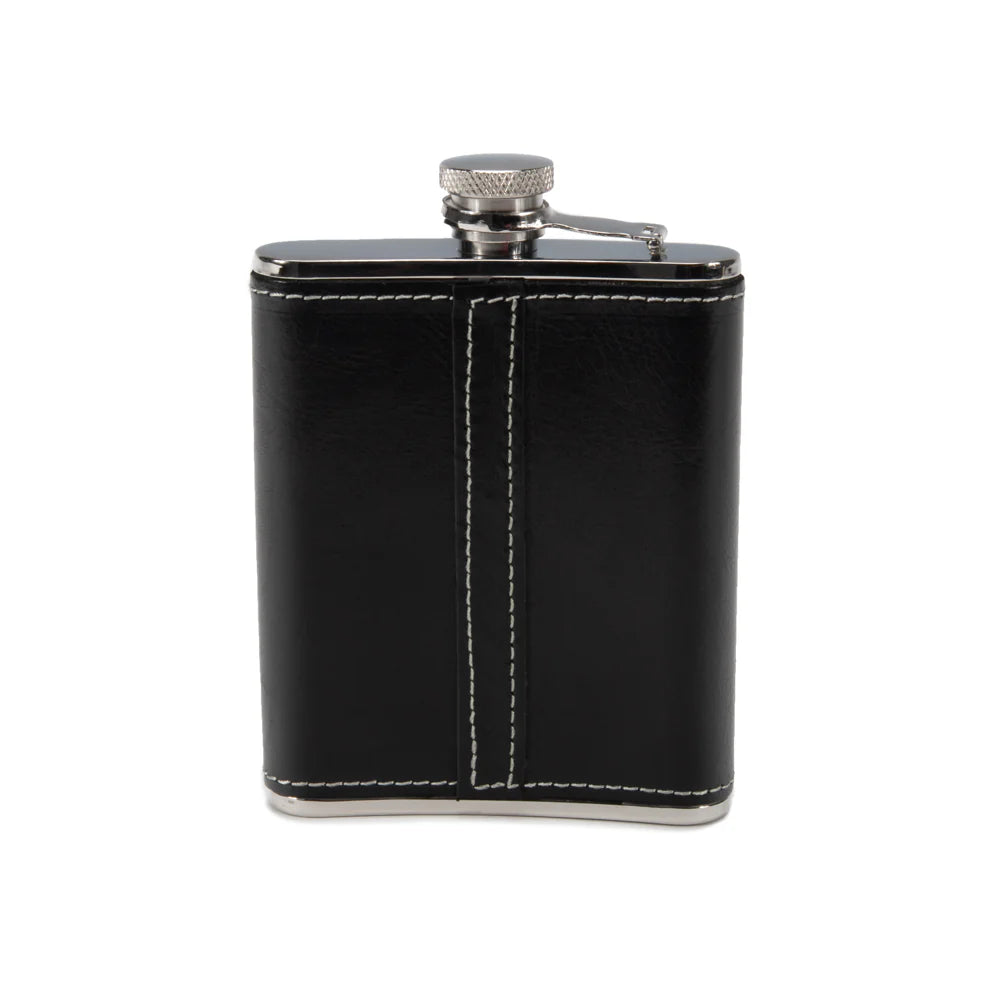 Keep it Personal Flask w/White Stitching 8oz Black