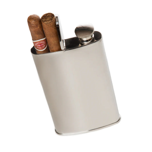 The Wingman Flask & Cigar Holder Silver