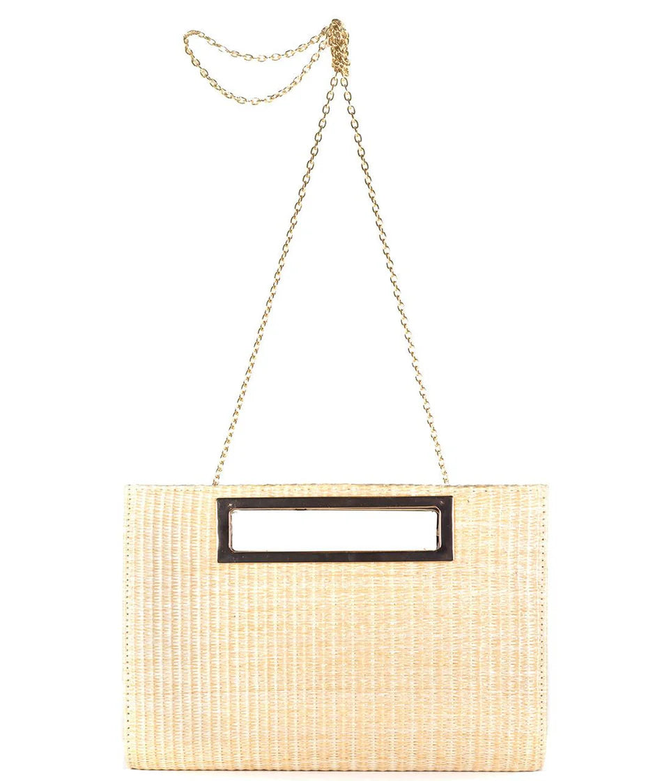 Chloe Clutch- Straw With Handle