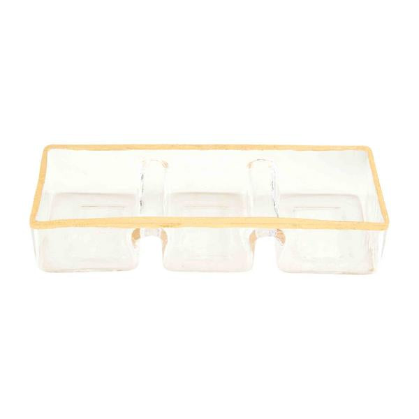 Gold Glass Triple Tidbit