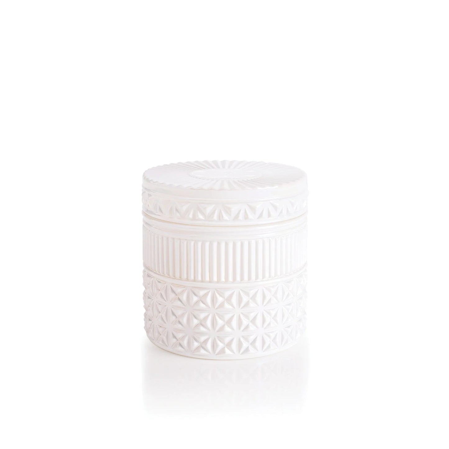11 oz White Opal Gilded Faceted Jar, Volcano