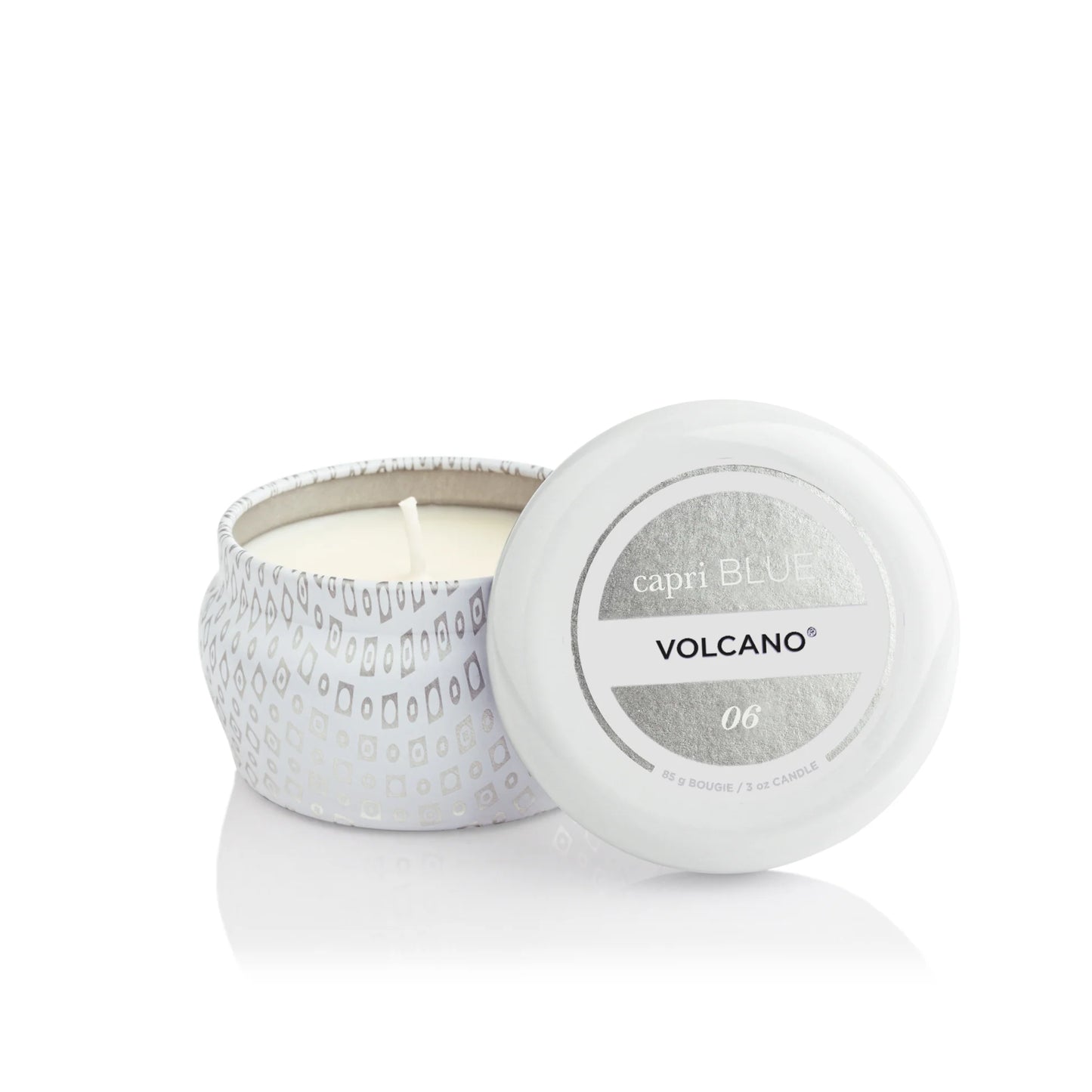 3 oz  White Printed Mini Tin,  Volcano