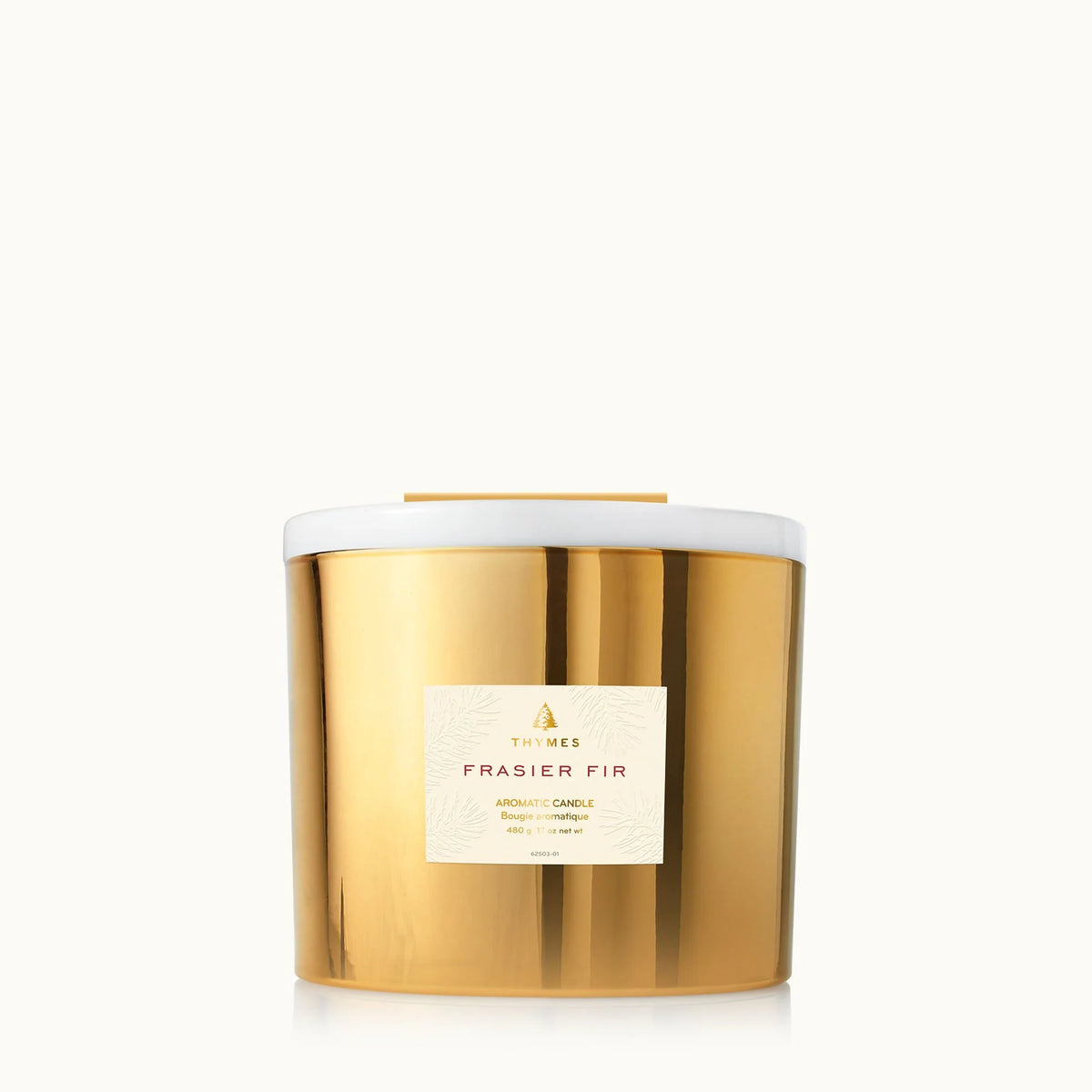 17 oz 3-Wick Gold Gilded Poured Candle, Frasier Fir