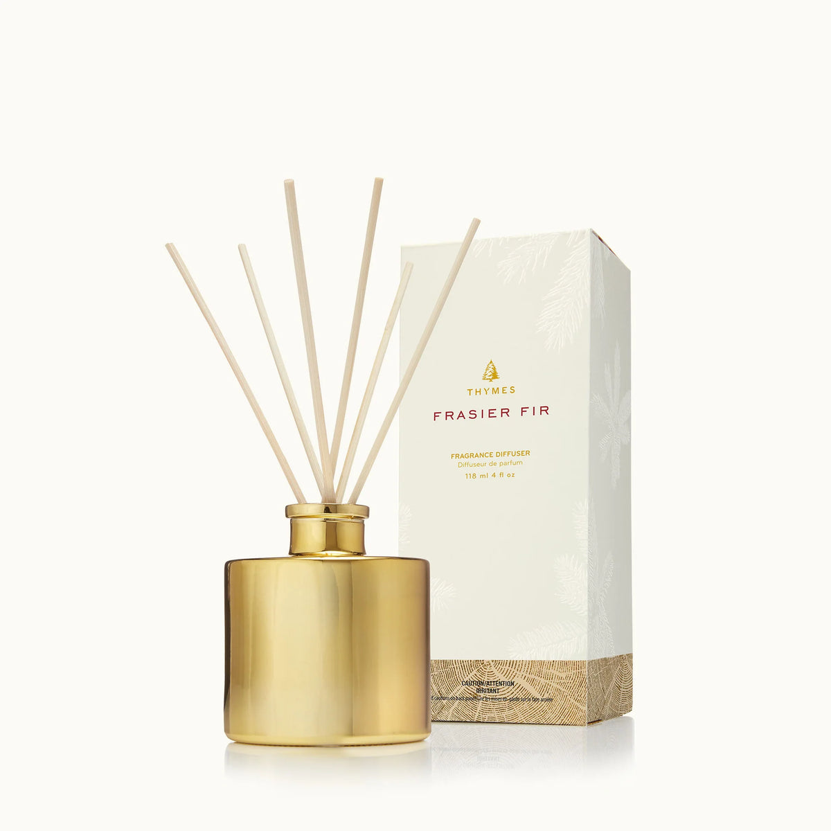 4 oz Petite Gold Gilded Reed Diffuser, Frasier Fir