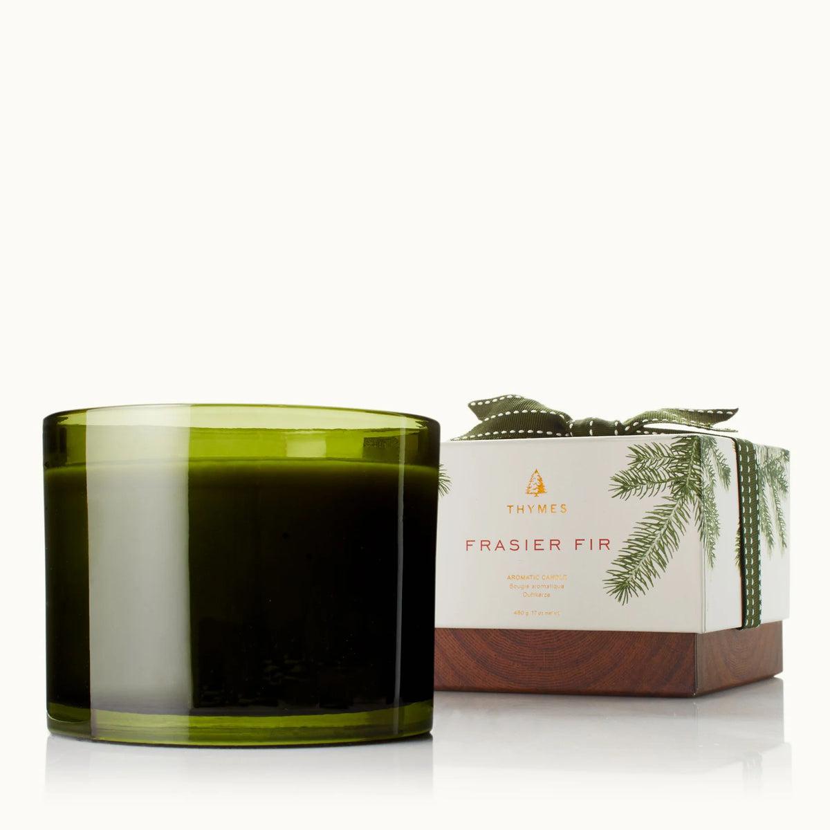 17 oz 3-wick Green Gilded Poured Candle, Frasier Fir