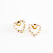 Heart Pearl Stud Earrings