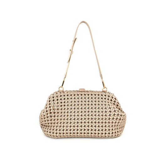 BC Braided Weave Clutch Gold