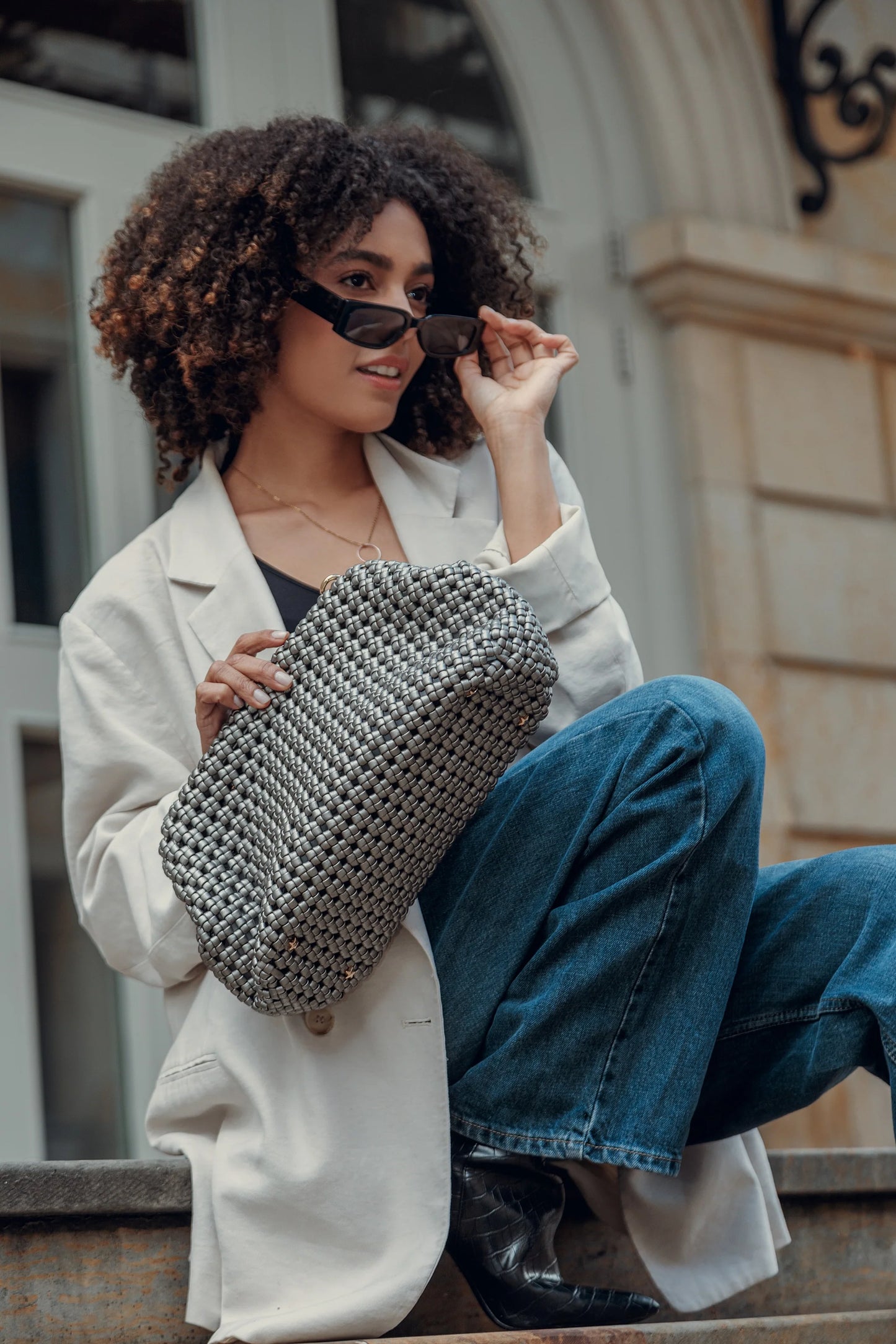 BC Braided Weave Clutch Gold