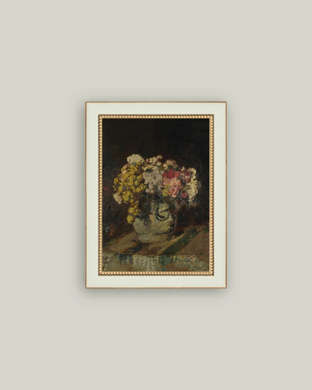4X6 Framed Vase of Pink & Yellow Flowers