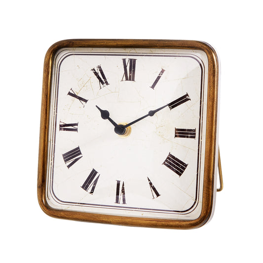 Antique Gold Square Clock 6.25”
