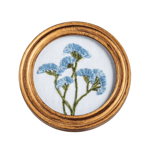 Blue Framed Floral Embroidery