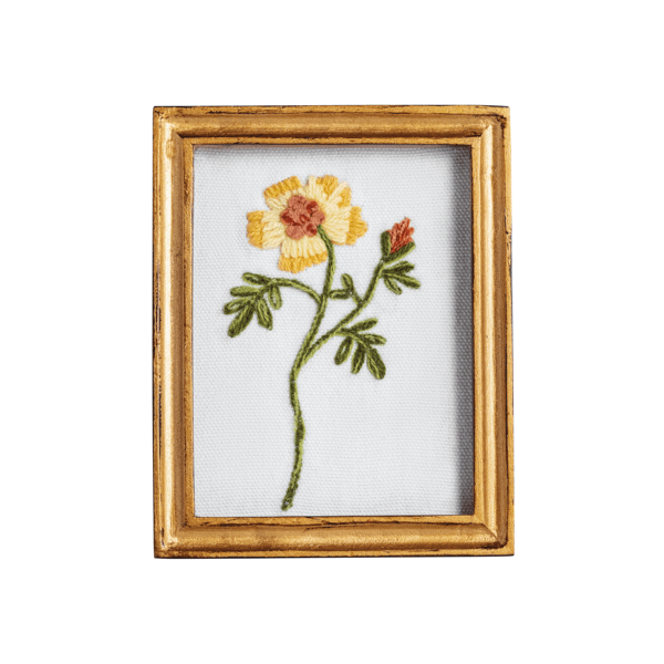 Yellow Framed Floral Embroidery