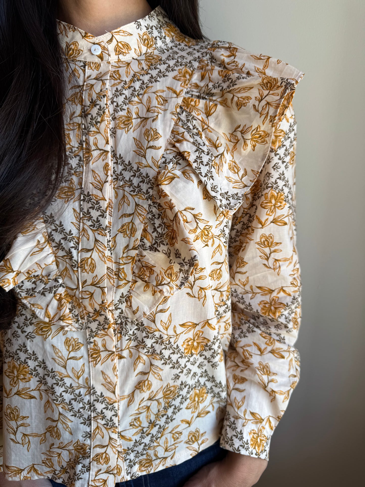 Autumn Flowers Ruffled Shirt