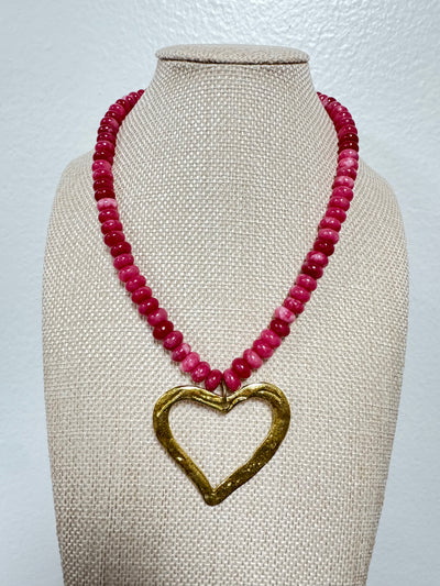 Enamored Pink Heart Necklace