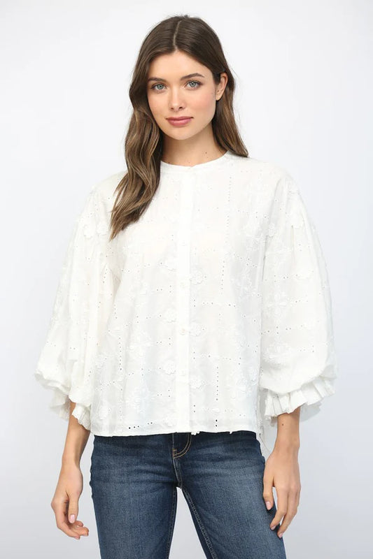 White Eyelet Top