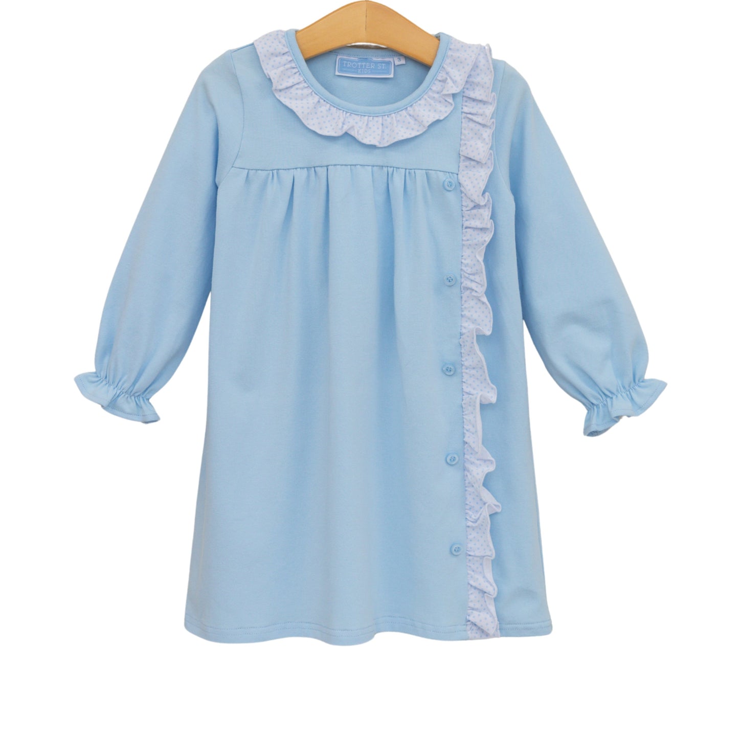 Lucille Dress-Light Blue Bitty Dot