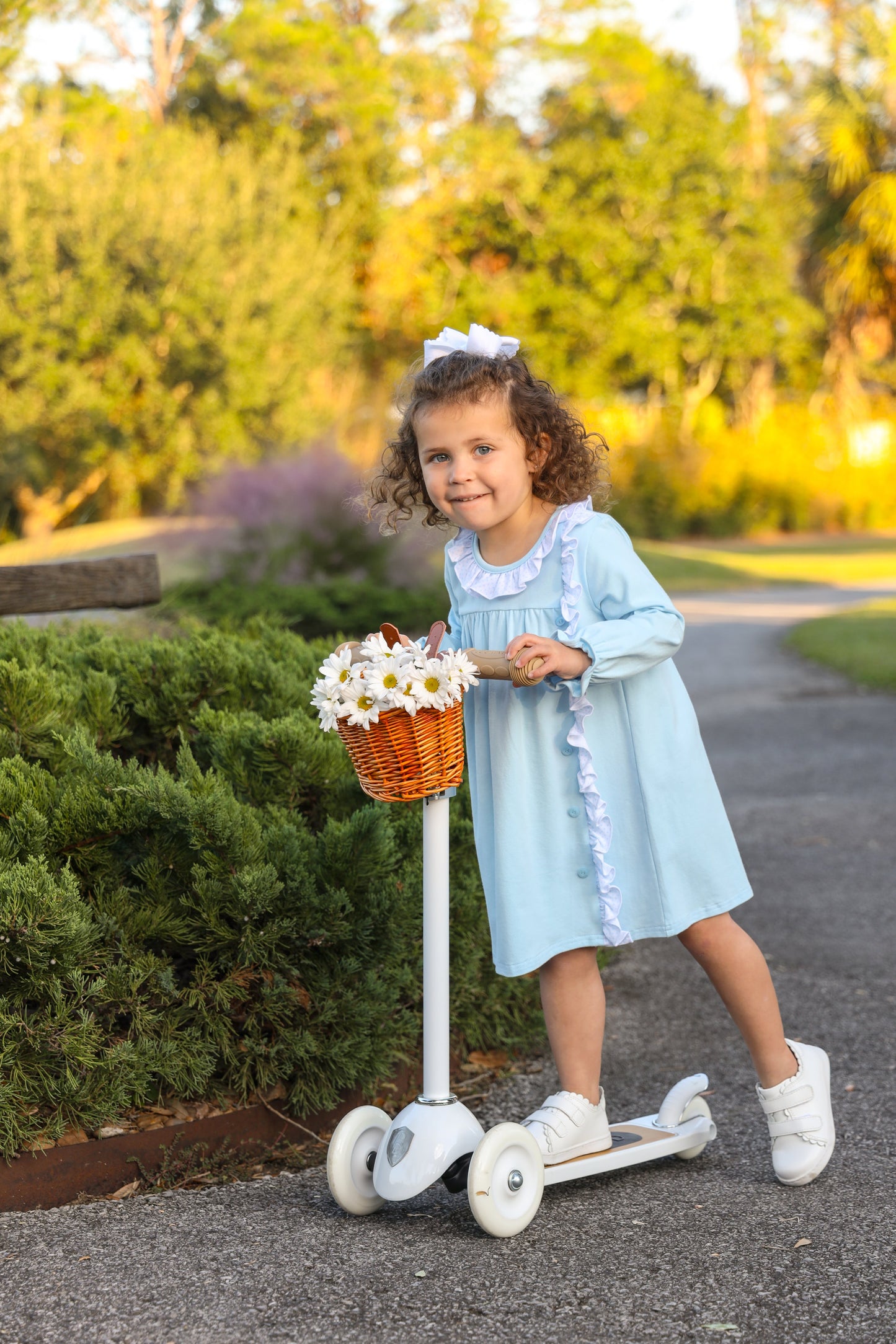 Lucille Dress-Light Blue Bitty Dot