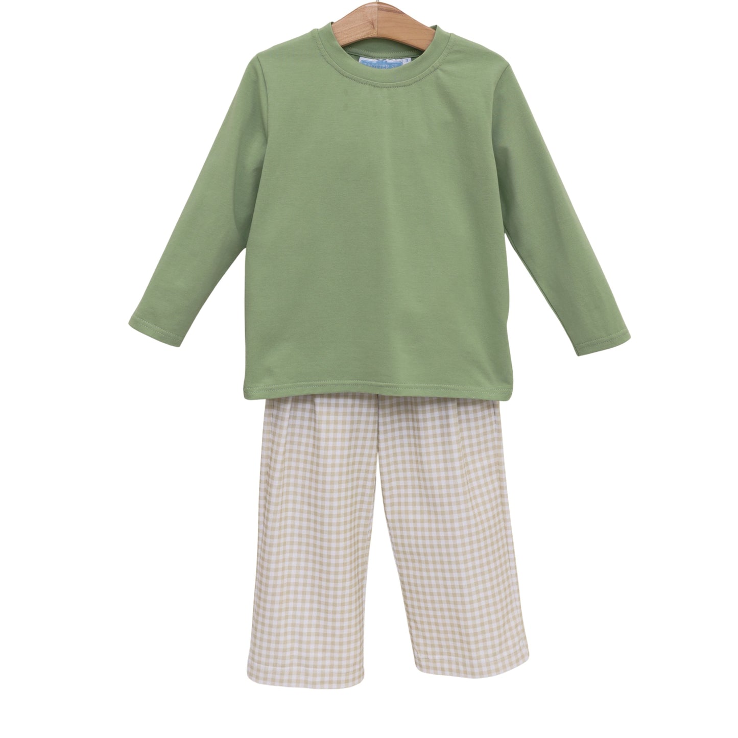 Miller Pant Set- Khaki Gingham/Sage
